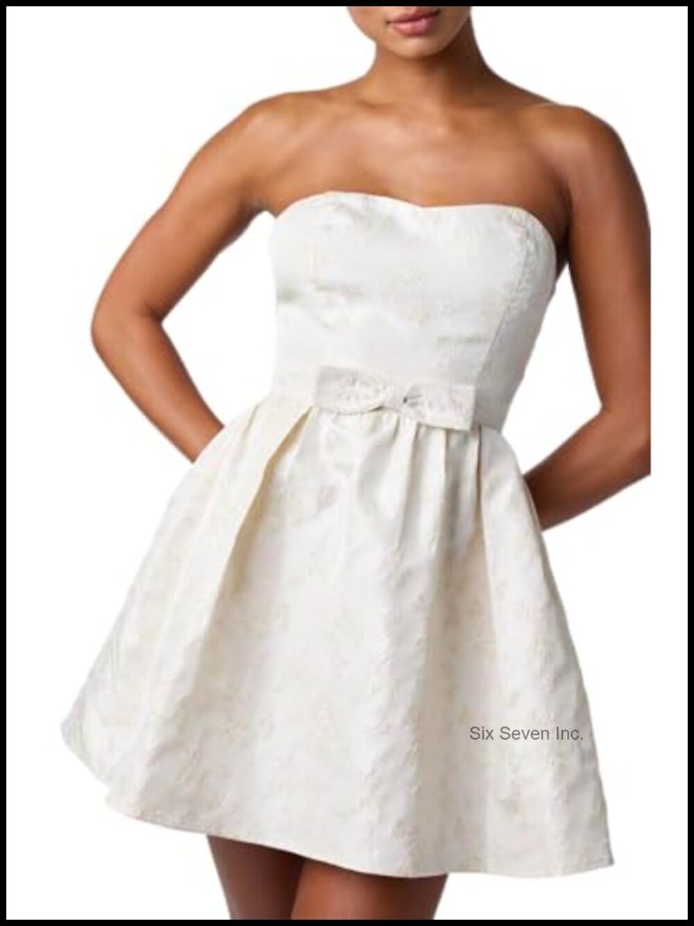 Strapless Sweetheart Floral Mini Dress with Bow